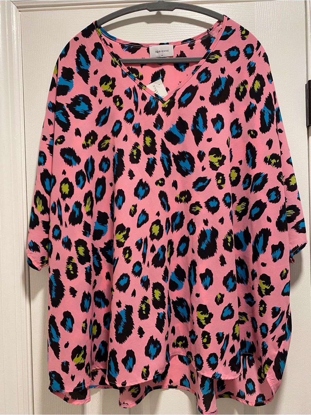 Adrienne Oversized Pink Blouse with Animal Print